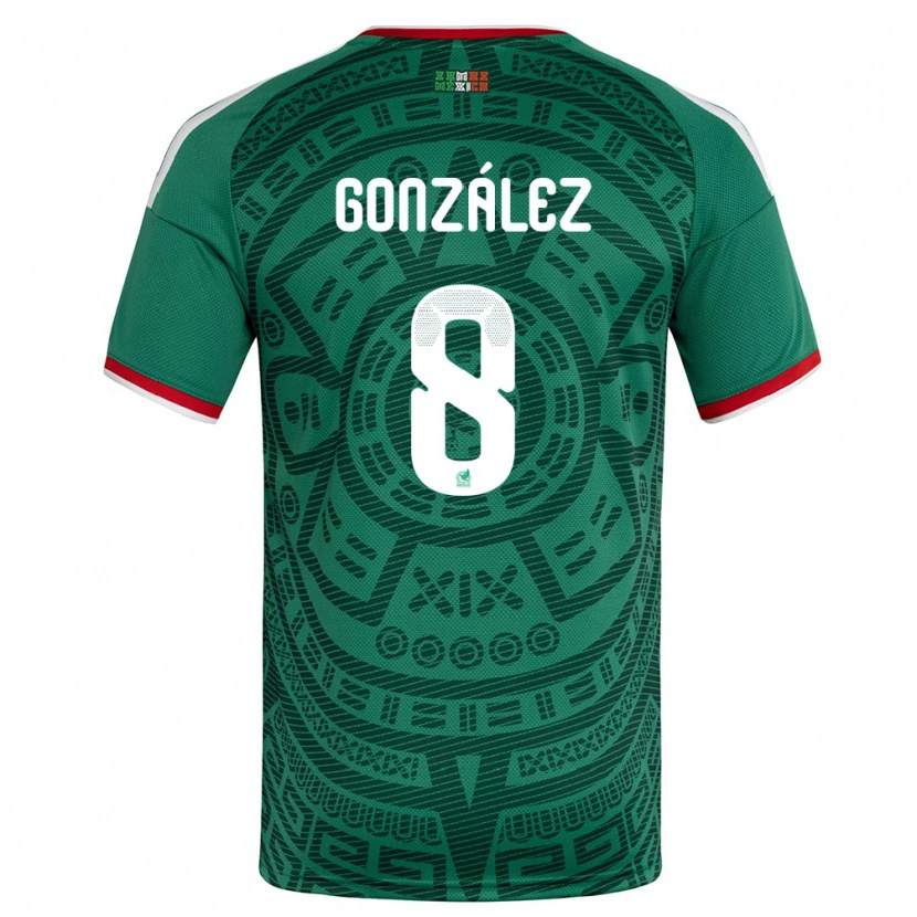 Danxen Dámské Mexiko Ricardo González #8 Zelená Bílá Červená Domů Hráčské Dresy 26-28 Dres