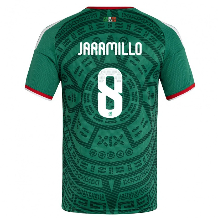 Danxen Dámské Mexiko Carolina Jaramillo #8 Zelená Bílá Červená Domů Hráčské Dresy 26-28 Dres