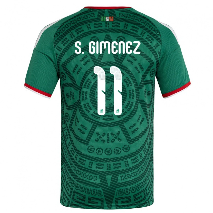 Danxen Dámské Mexiko Santiago Gimenez #11 Zelená Bílá Červená Domů Hráčské Dresy 26-28 Dres