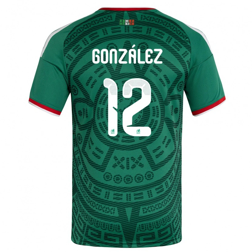 Danxen Dámské Mexiko Itzel Gonzalez #12 Zelená Bílá Červená Domů Hráčské Dresy 26-28 Dres