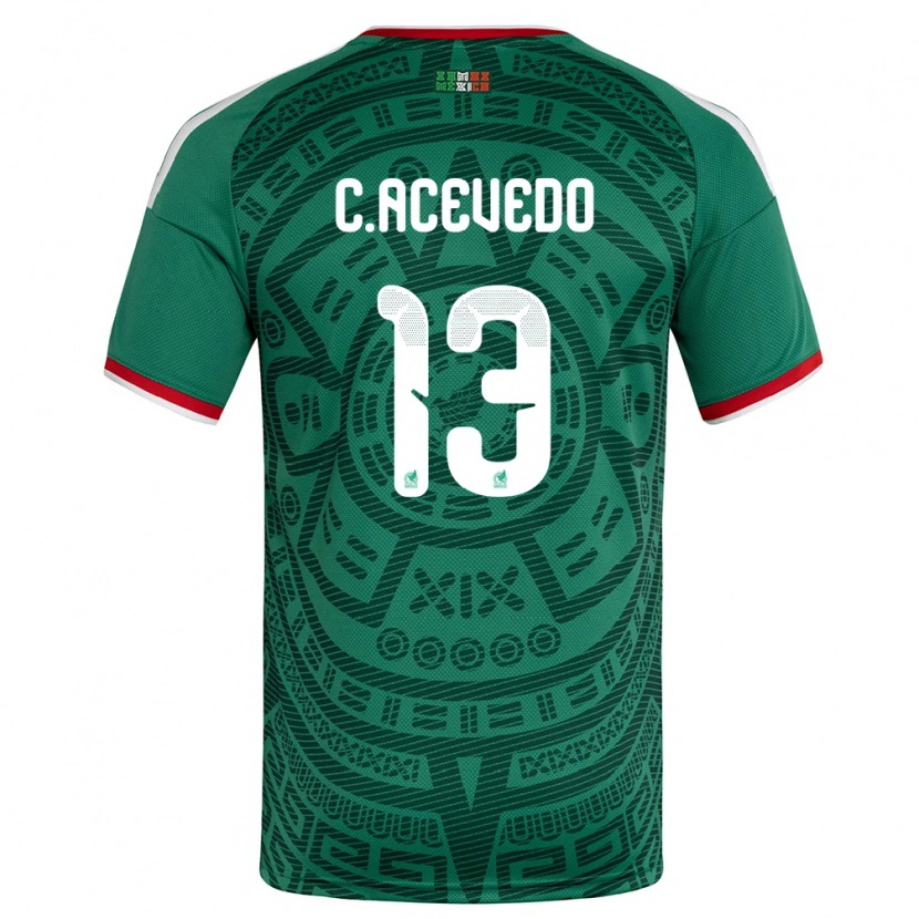 Danxen Dámské Mexiko Carlos Acevedo #13 Zelená Bílá Červená Domů Hráčské Dresy 26-28 Dres