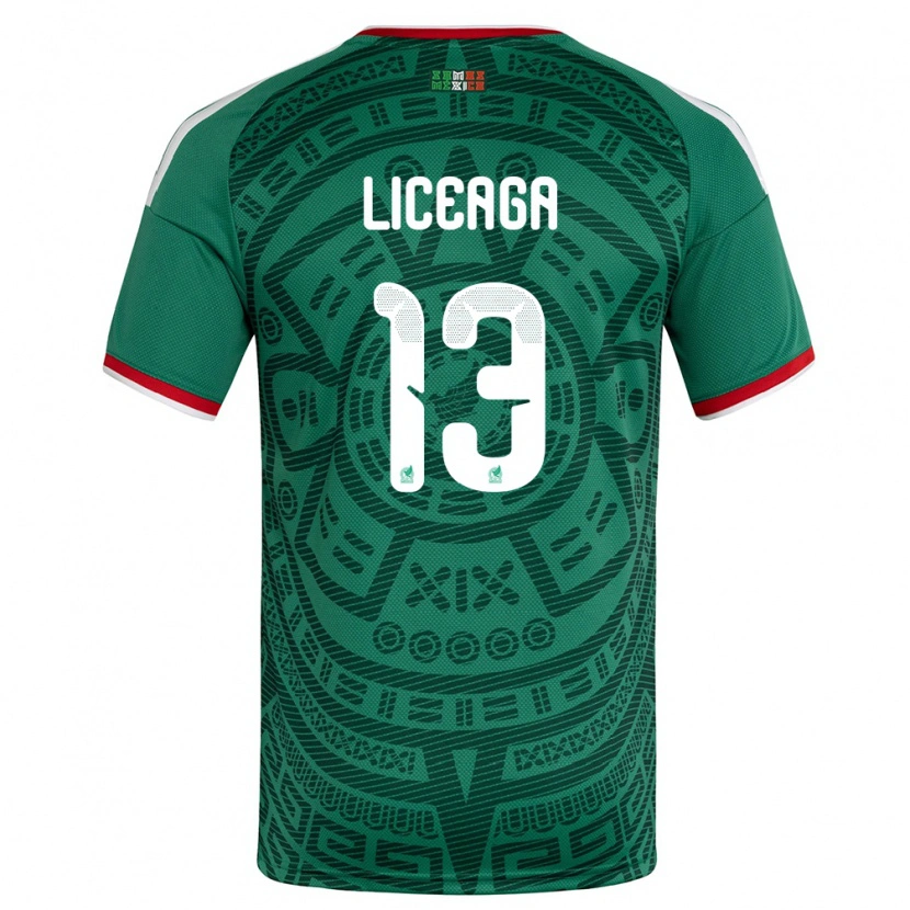 Danxen Dámské Mexiko Sebastián Liceaga #13 Zelená Bílá Červená Domů Hráčské Dresy 26-28 Dres