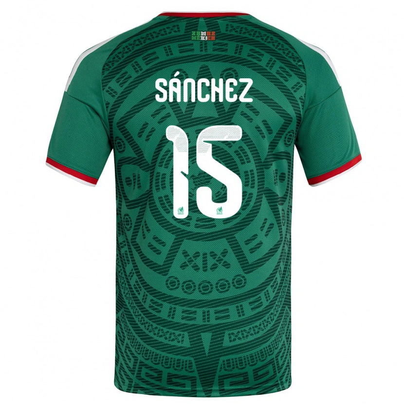 Danxen Dámské Mexiko Eliud Sánchez #15 Zelená Bílá Červená Domů Hráčské Dresy 26-28 Dres