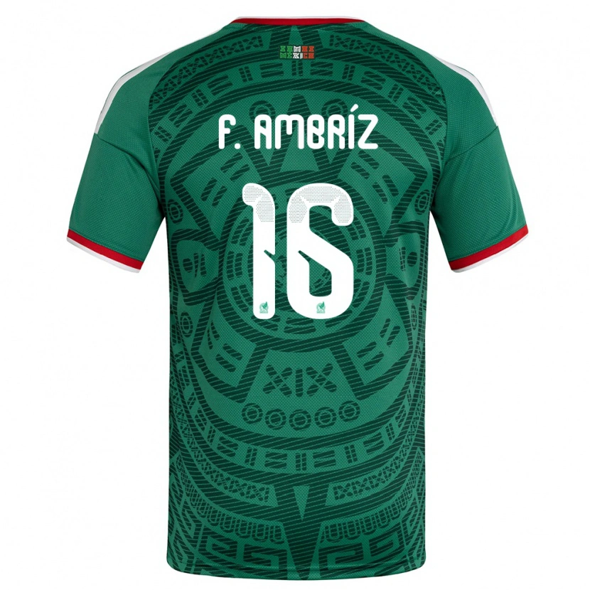 Danxen Dámské Mexiko Fidel Ambríz #16 Zelená Bílá Červená Domů Hráčské Dresy 26-28 Dres