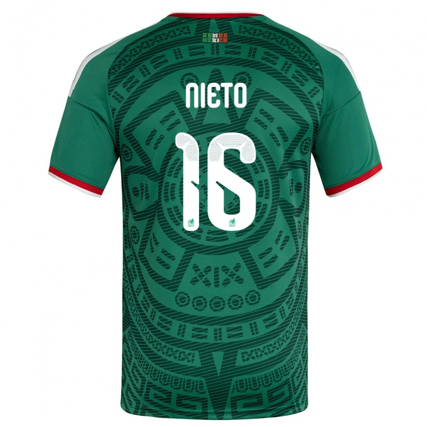 Danxen Dámské Mexiko Karla Nieto #16 Zelená Bílá Červená Domů Hráčské Dresy 26-28 Dres