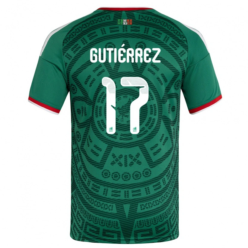 Danxen Dámské Mexiko Gerson Gutiérrez #17 Zelená Bílá Červená Domů Hráčské Dresy 26-28 Dres
