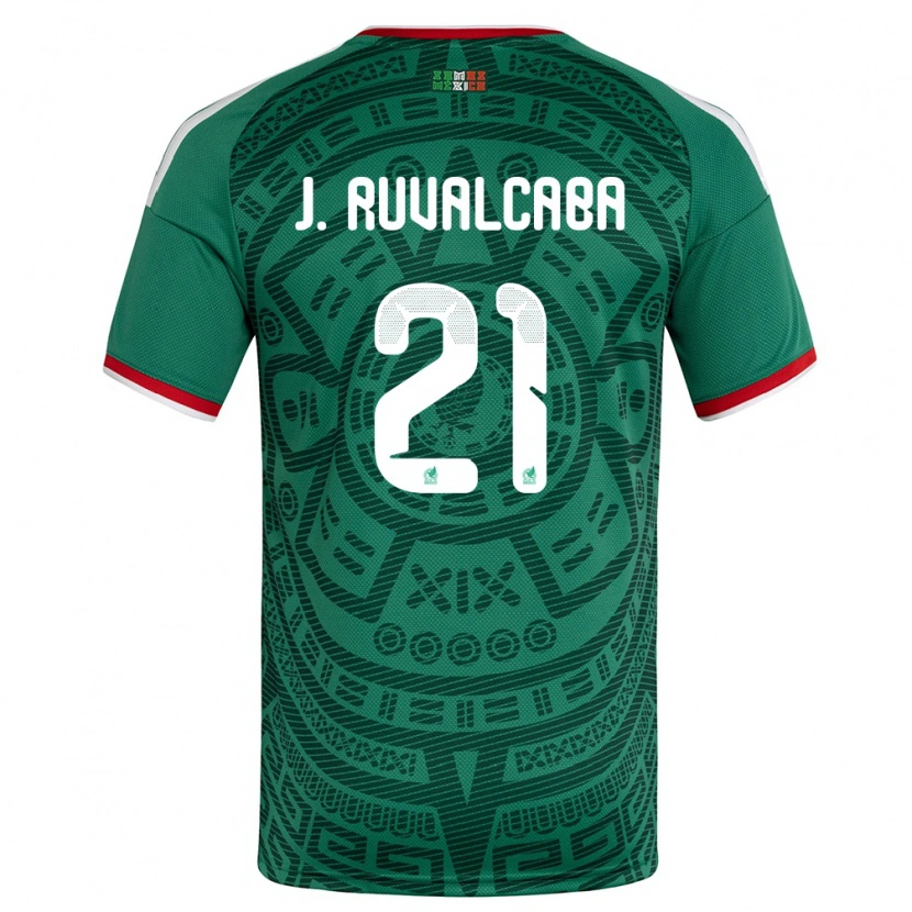 Danxen Dámské Mexiko Jorge Ruvalcaba #21 Zelená Bílá Červená Domů Hráčské Dresy 26-28 Dres