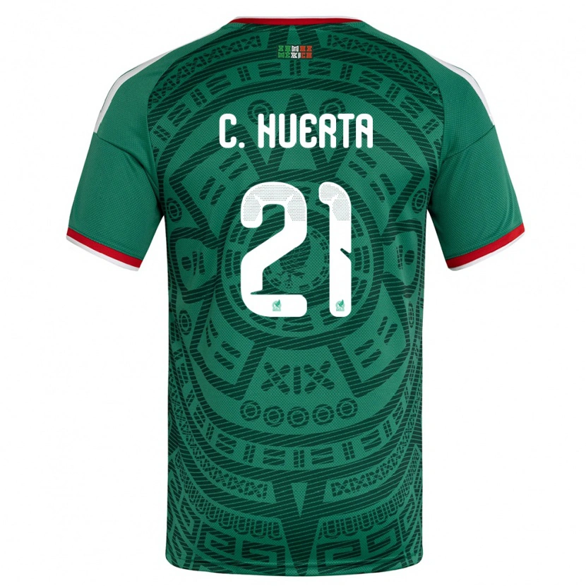 Danxen Dámské Mexiko César Huerta #21 Zelená Bílá Červená Domů Hráčské Dresy 26-28 Dres