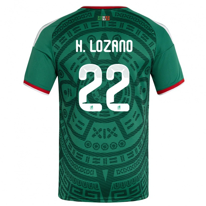 Danxen Dámské Mexiko Hirving Lozano #22 Zelená Bílá Červená Domů Hráčské Dresy 26-28 Dres
