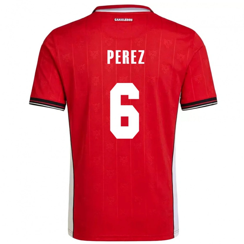 Danxen Dámské Panama Blas Pérez Jr. #6 Červená Hnědá Bílá Domů Hráčské Dresy 26-28 Dres
