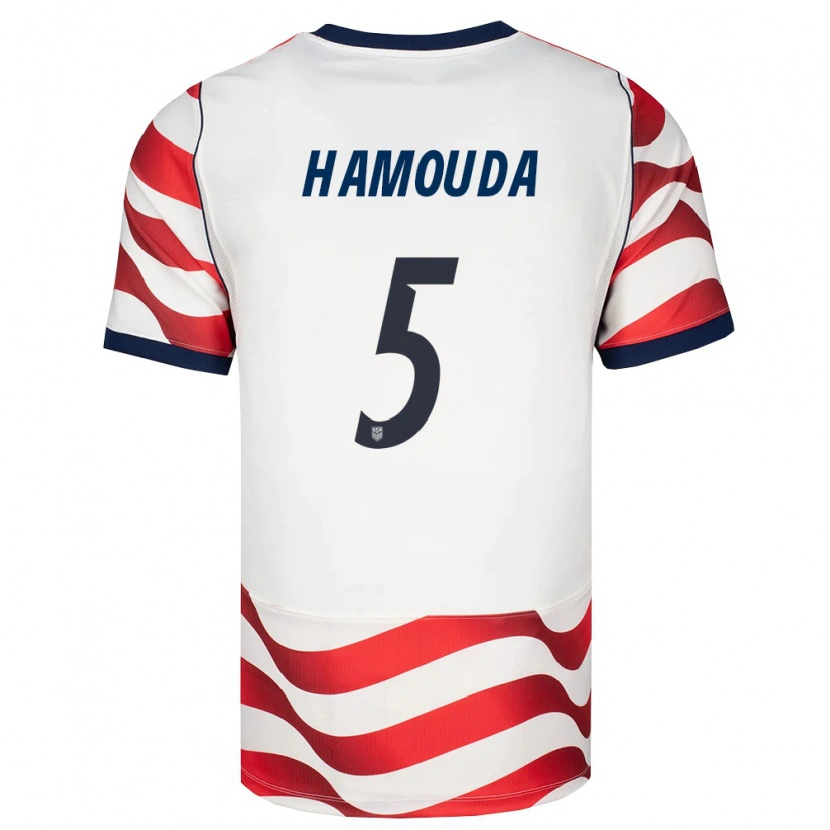 Danxen Dámské Spojené Státy Americké Ramiz Hamouda #5 Červená Bílá Černá Domů Hráčské Dresy 26-28 Dres