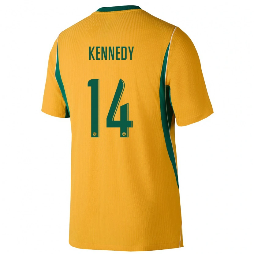 Danxen Dámské Austrálie Alanna Kennedy #14 Žlutá Zelená Domů Hráčské Dresy 26-28 Dres
