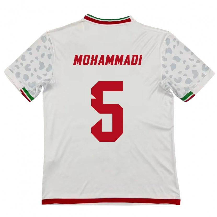 Danxen Dámské Írán Milad Mohammadi #5 Bílá Červená Domů Hráčské Dresy 26-28 Dres