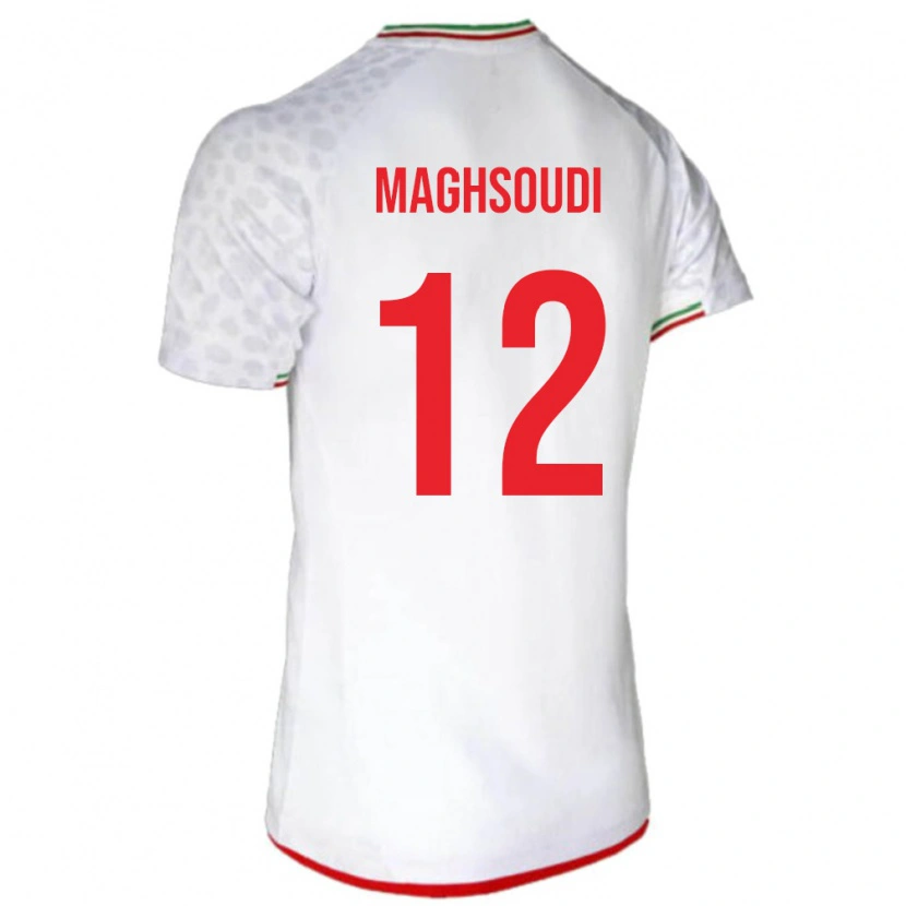 Danxen Dámské Írán Amirmehdi Maghsoudi #12 Bílá Červená Domů Hráčské Dresy 26-28 Dres