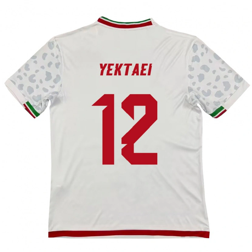 Danxen Dámské Írán Maryam Yektaei #12 Bílá Červená Domů Hráčské Dresy 26-28 Dres