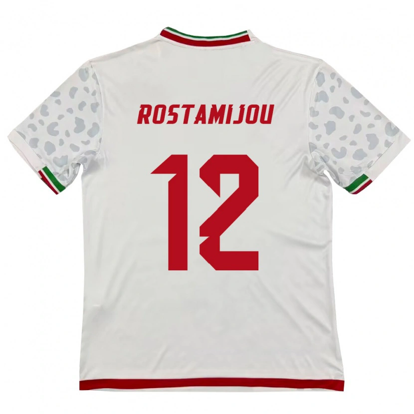 Danxen Dámské Írán Alireza Rostamijou #12 Bílá Červená Domů Hráčské Dresy 26-28 Dres