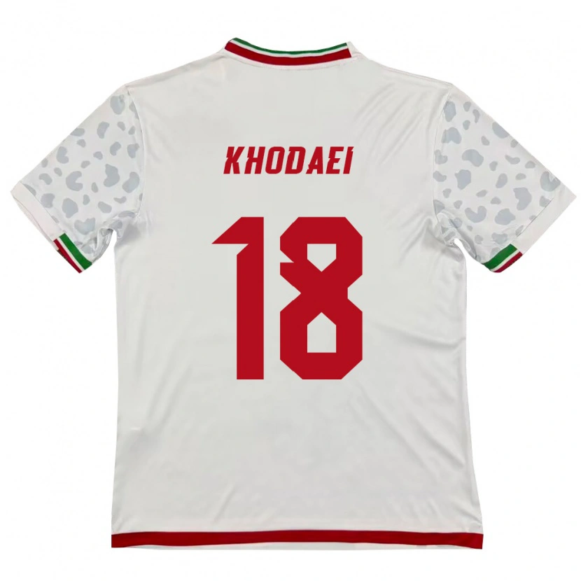 Danxen Dámské Írán Alireza Khodaei #18 Bílá Červená Domů Hráčské Dresy 26-28 Dres