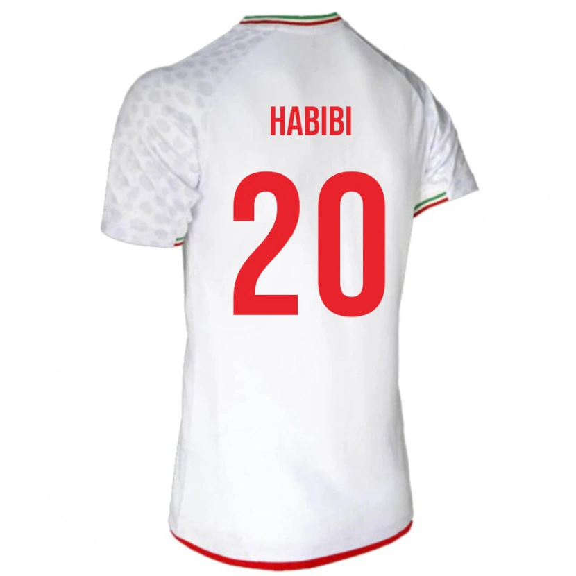 Danxen Dámské Írán Abbas Habibi #20 Bílá Červená Domů Hráčské Dresy 26-28 Dres