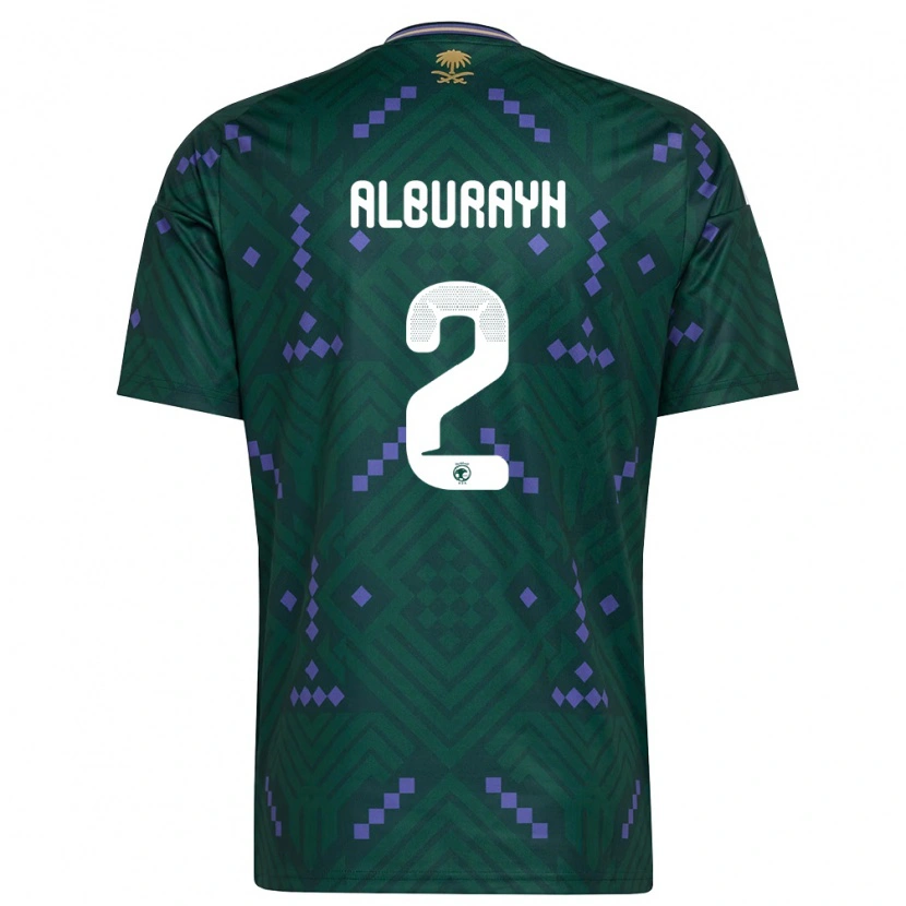 Danxen Dámské Saúdská Arábie Mahmood Alburayh #2 Zelená Fialová Bílá Domů Hráčské Dresy 26-28 Dres