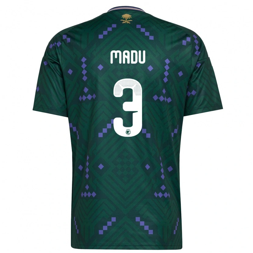 Danxen Dámské Saúdská Arábie Abdullah Madu #3 Zelená Fialová Bílá Domů Hráčské Dresy 26-28 Dres