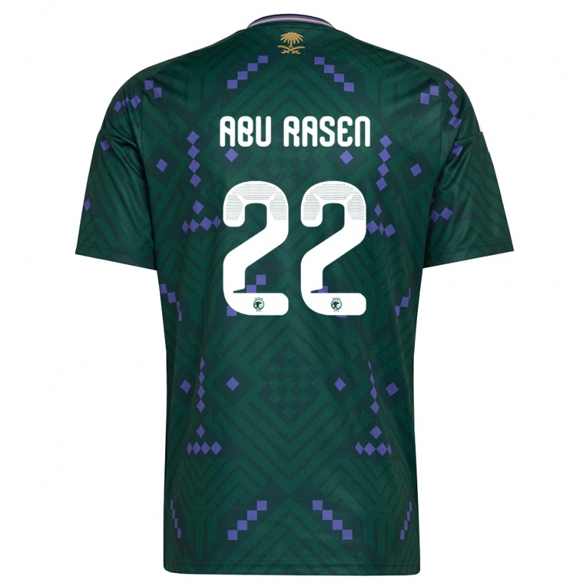 Danxen Dámské Saúdská Arábie Ahmad Abu Rasen #22 Zelená Fialová Bílá Domů Hráčské Dresy 26-28 Dres