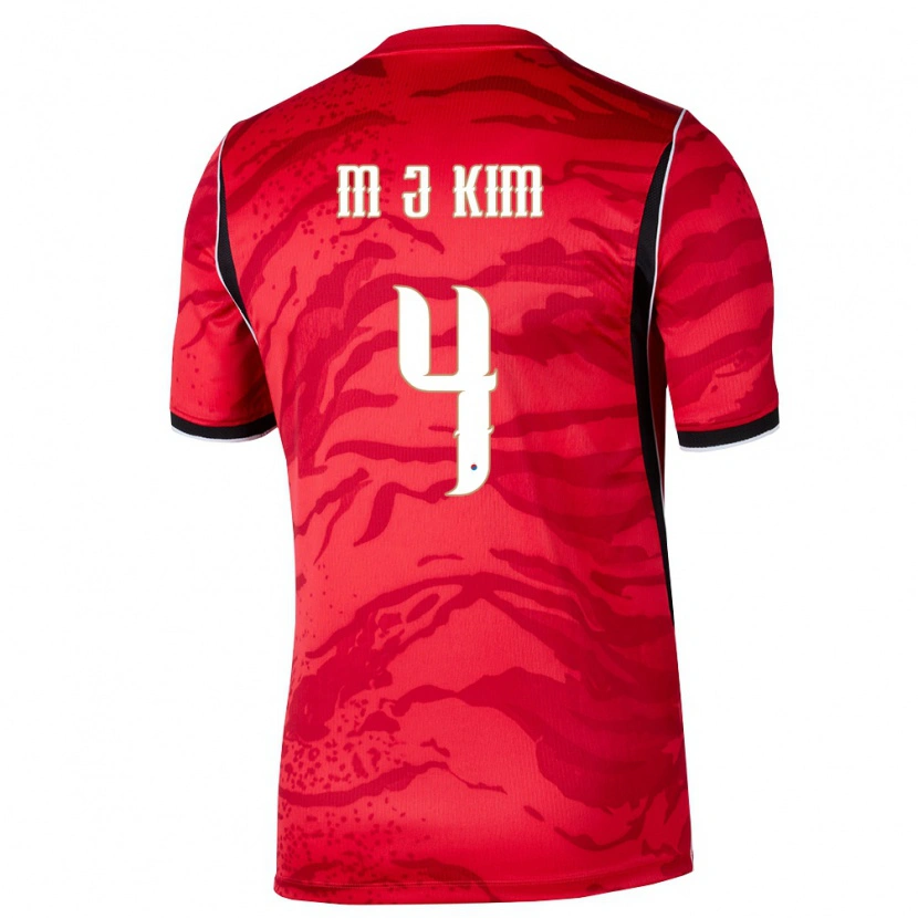 Danxen Dámské Jižní Korea Min-Jae Kim #4 Červená Bílá Černá Domů Hráčské Dresy 26-28 Dres