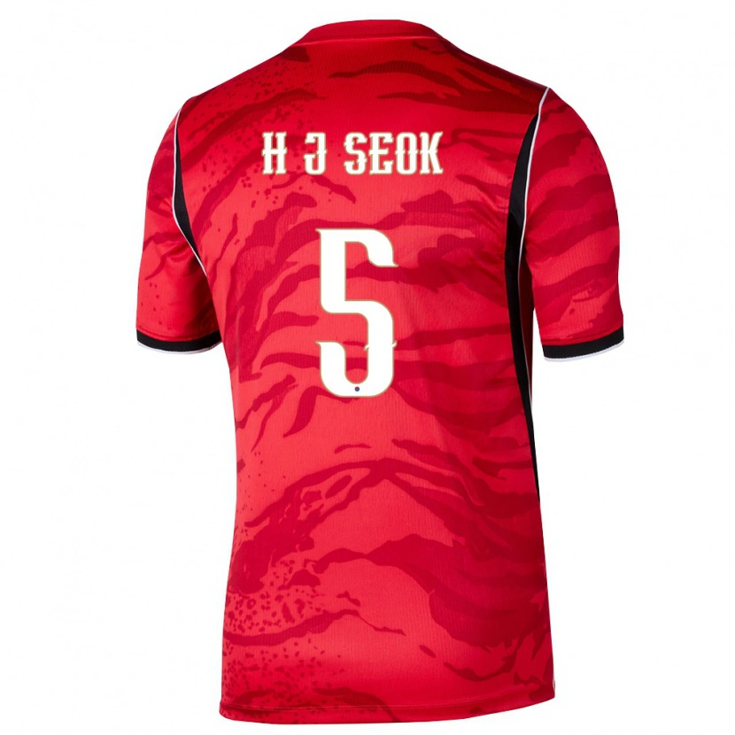Danxen Dámské Jižní Korea Ji-Hwan Seok #5 Červená Bílá Černá Domů Hráčské Dresy 26-28 Dres