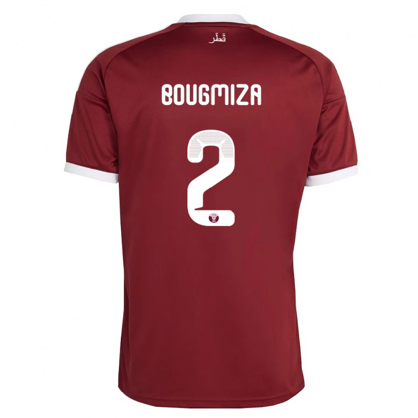 Danxen Dámské Katar Rami Bougmiza #2 Červená Vínová Bílá Domů Hráčské Dresy 26-28 Dres