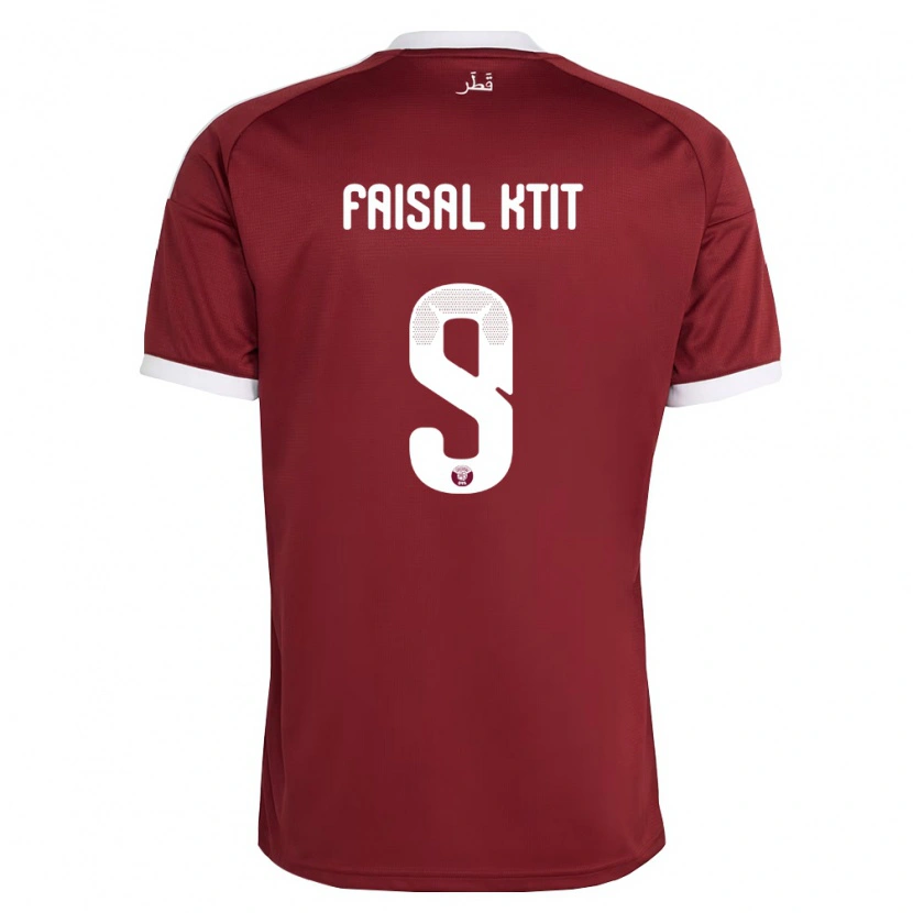 Danxen Dámské Katar Zaid Faisal Ktit #9 Červená Vínová Bílá Domů Hráčské Dresy 26-28 Dres