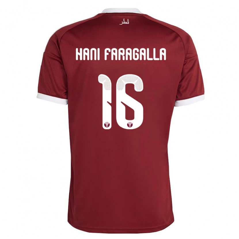 Danxen Dámské Katar Mohamed Hani Faragalla #16 Červená Vínová Bílá Domů Hráčské Dresy 26-28 Dres