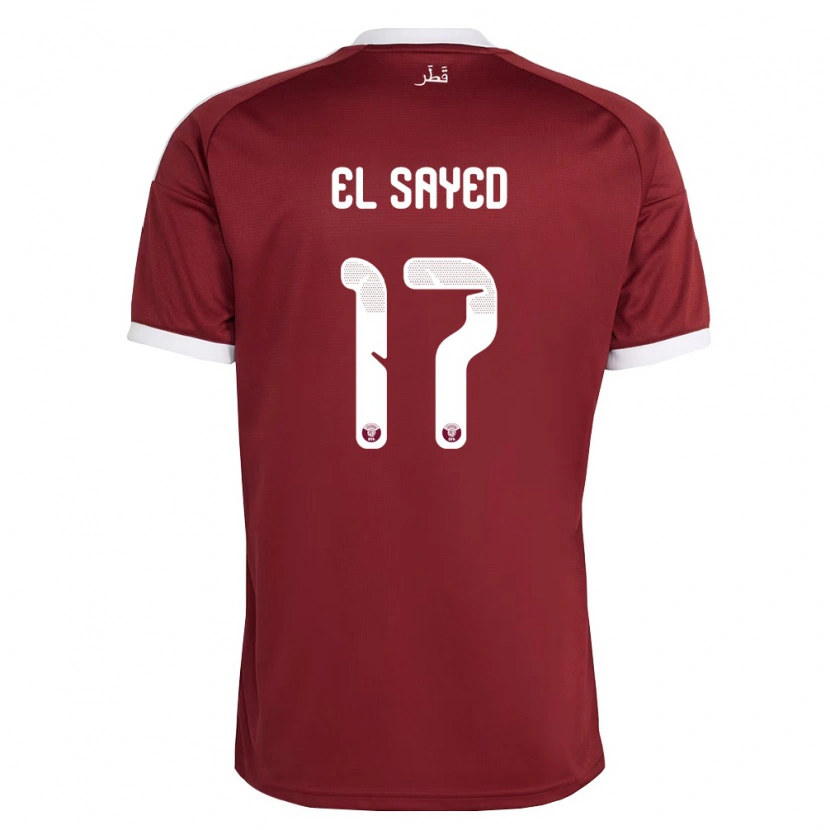 Danxen Dámské Katar Mostafa El Sayed #17 Červená Vínová Bílá Domů Hráčské Dresy 26-28 Dres