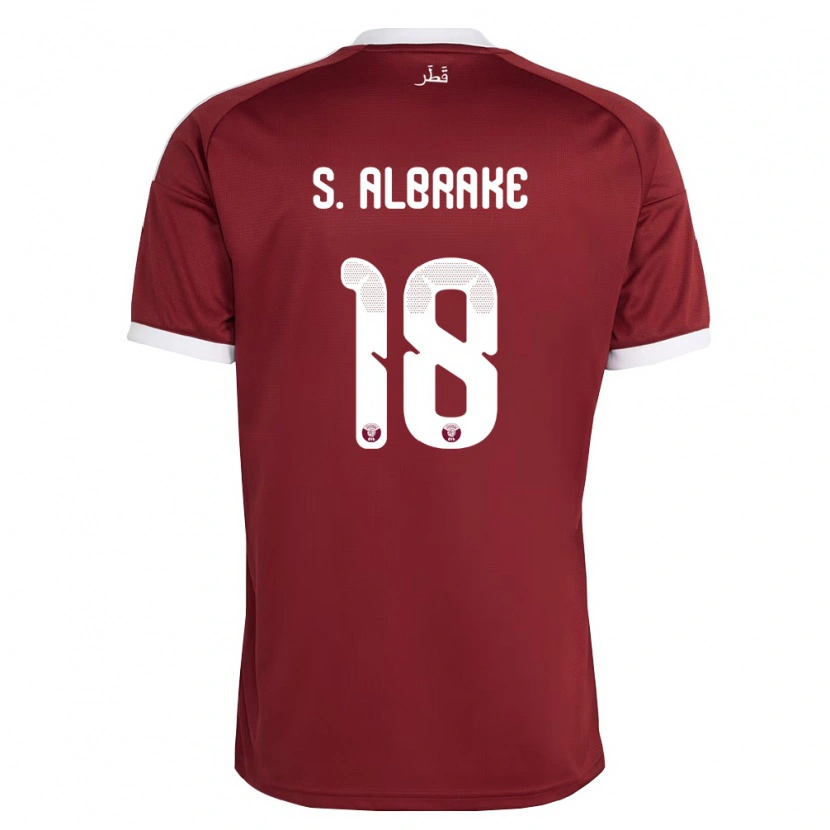 Danxen Dámské Katar Sultan Al-Brake #18 Červená Vínová Bílá Domů Hráčské Dresy 26-28 Dres