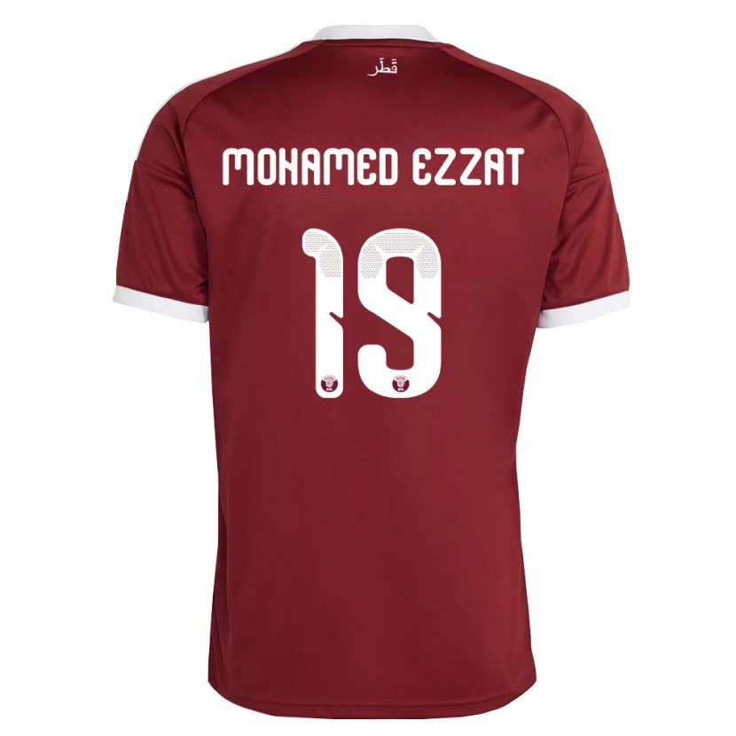 Danxen Dámské Katar Amr Mohamed Ezzat #19 Červená Vínová Bílá Domů Hráčské Dresy 26-28 Dres