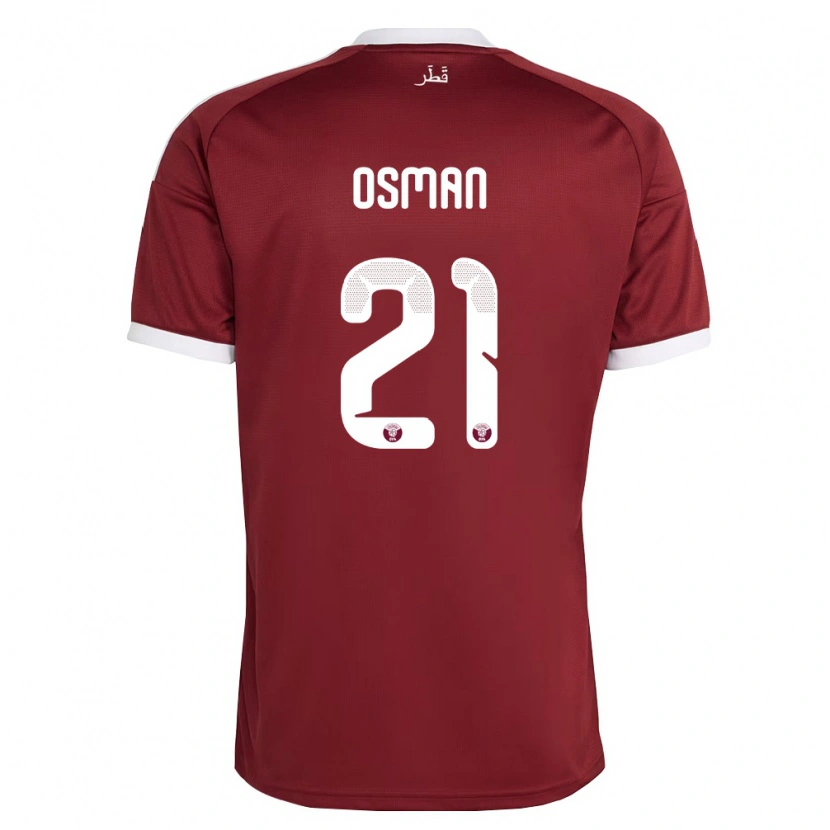 Danxen Dámské Katar Abubaker Osman #21 Červená Vínová Bílá Domů Hráčské Dresy 26-28 Dres