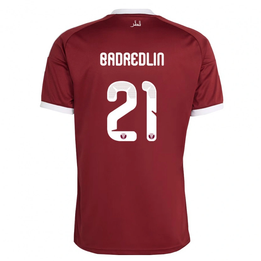 Danxen Dámské Katar Marwan Badredlin #21 Červená Vínová Bílá Domů Hráčské Dresy 26-28 Dres