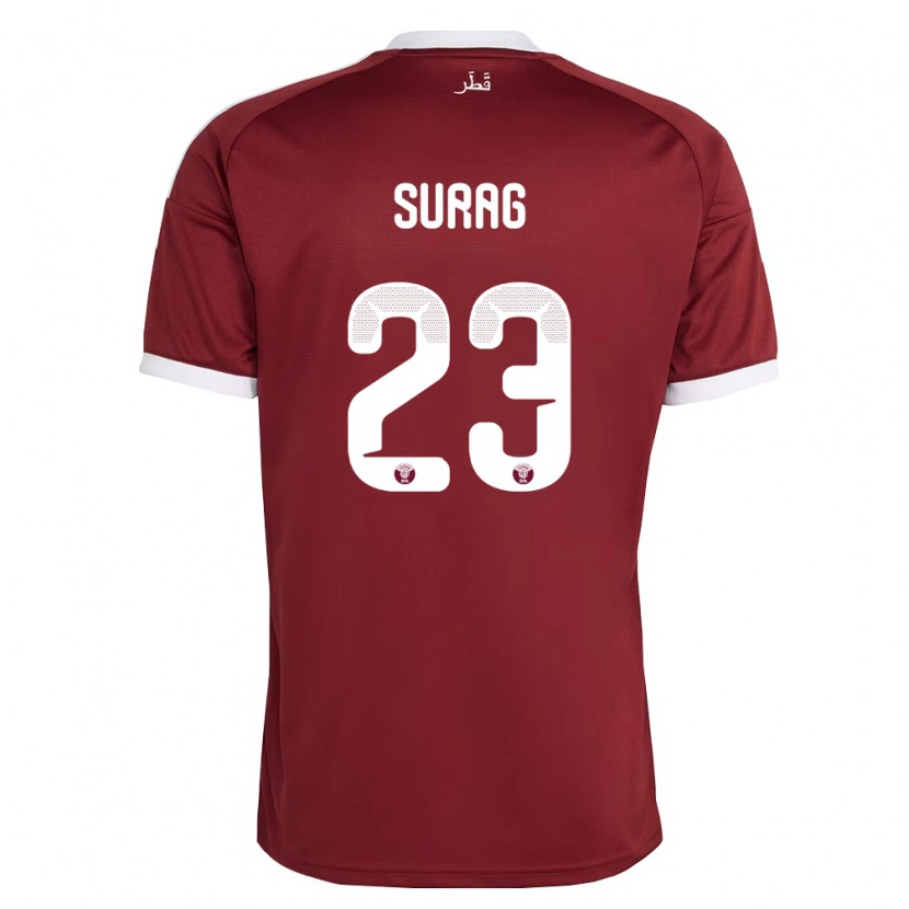 Danxen Dámské Katar Mohamed Surag #23 Červená Vínová Bílá Domů Hráčské Dresy 26-28 Dres