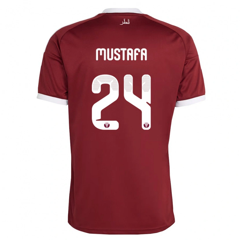 Danxen Dámské Katar Mustafa Mashaal #24 Červená Vínová Bílá Domů Hráčské Dresy 26-28 Dres