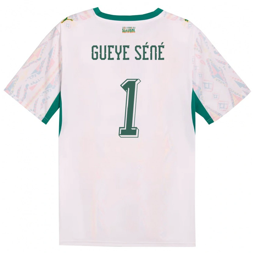 Danxen Dámské Senegal Thiaba Gueye Sene #1 Bílá Zelená Žlutá Domů Hráčské Dresy 26-28 Dres