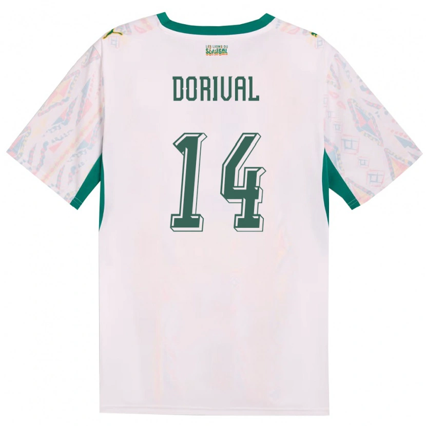 Danxen Dámské Senegal Pierre Dorival #14 Bílá Zelená Žlutá Domů Hráčské Dresy 26-28 Dres