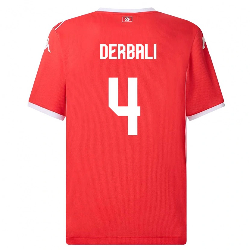 Danxen Dámské Tunisko Alaeddine Derbali #4 Červená Bílá Domů Hráčské Dresy 26-28 Dres