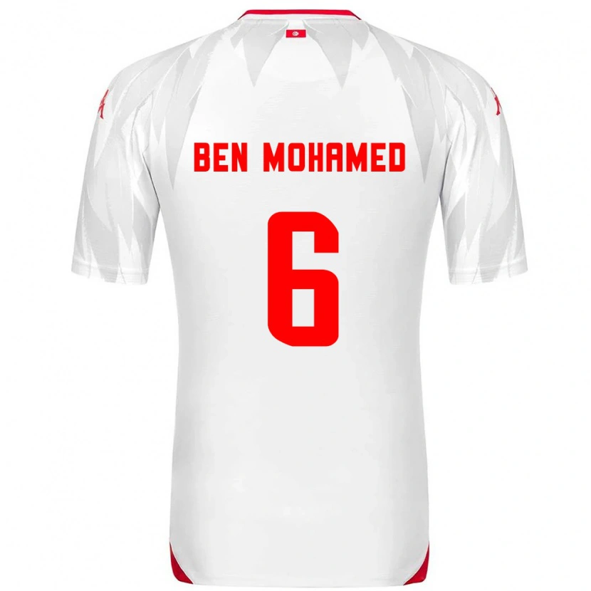 Danxen Dámské Tunisko Amir Ben Mohamed #6 Bílá Červená Domů Hráčské Dresy 26-28 Dres