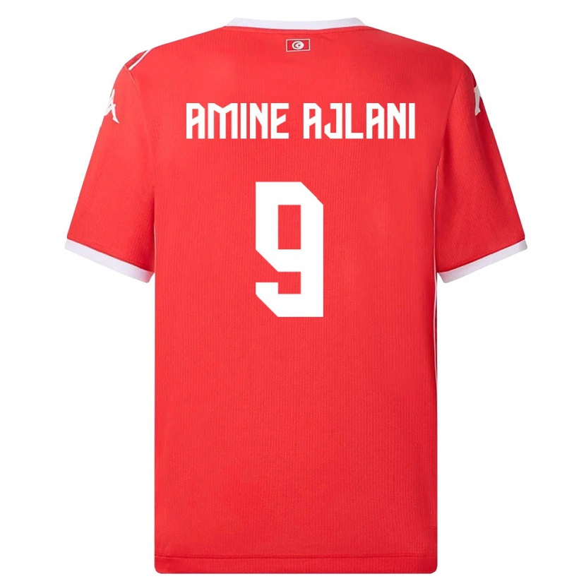 Danxen Dámské Tunisko Mohamed Amine Ajlani #9 Červená Bílá Domů Hráčské Dresy 26-28 Dres