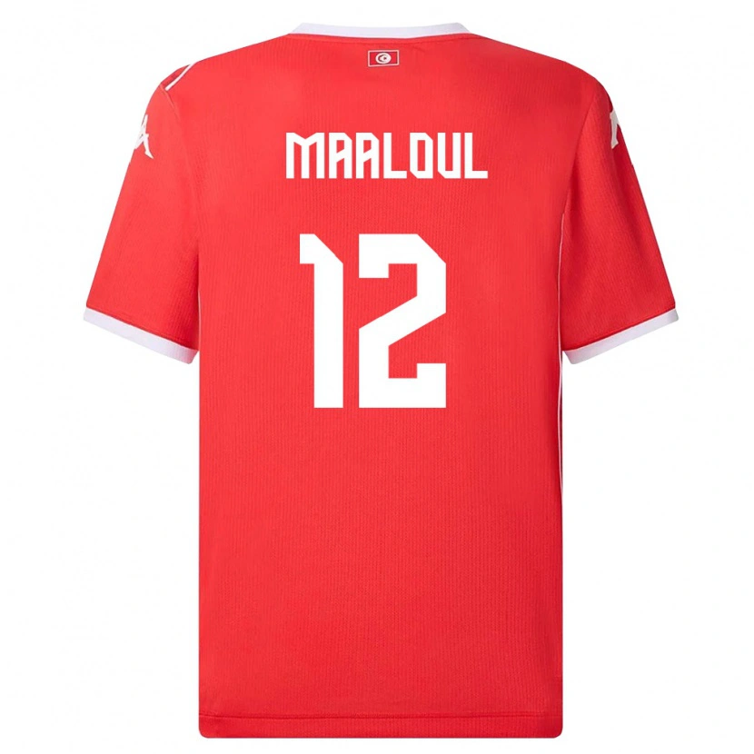 Danxen Dámské Tunisko Ali Maâloul #12 Červená Bílá Domů Hráčské Dresy 26-28 Dres