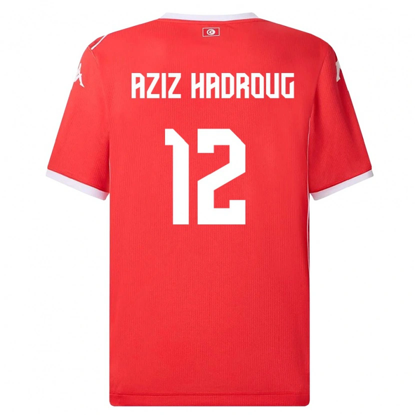 Danxen Dámské Tunisko Mohamed Aziz Hadroug #12 Červená Bílá Domů Hráčské Dresy 26-28 Dres