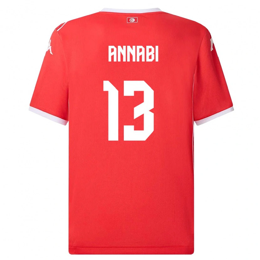 Danxen Dámské Tunisko Ilias Annabi #13 Červená Bílá Domů Hráčské Dresy 26-28 Dres