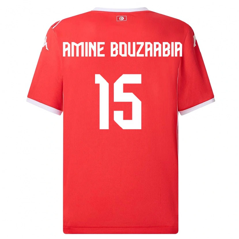 Danxen Dámské Tunisko Mohamed Amine Bouzaabia #15 Červená Bílá Domů Hráčské Dresy 26-28 Dres