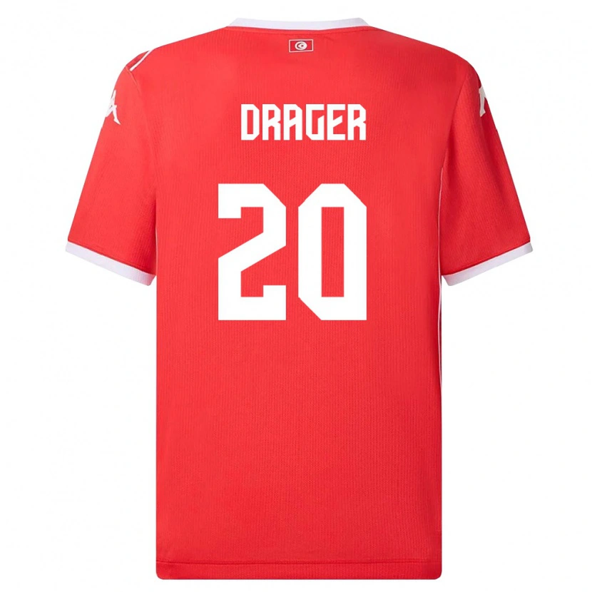 Danxen Dámské Tunisko Mohamed Drager #20 Červená Bílá Domů Hráčské Dresy 26-28 Dres