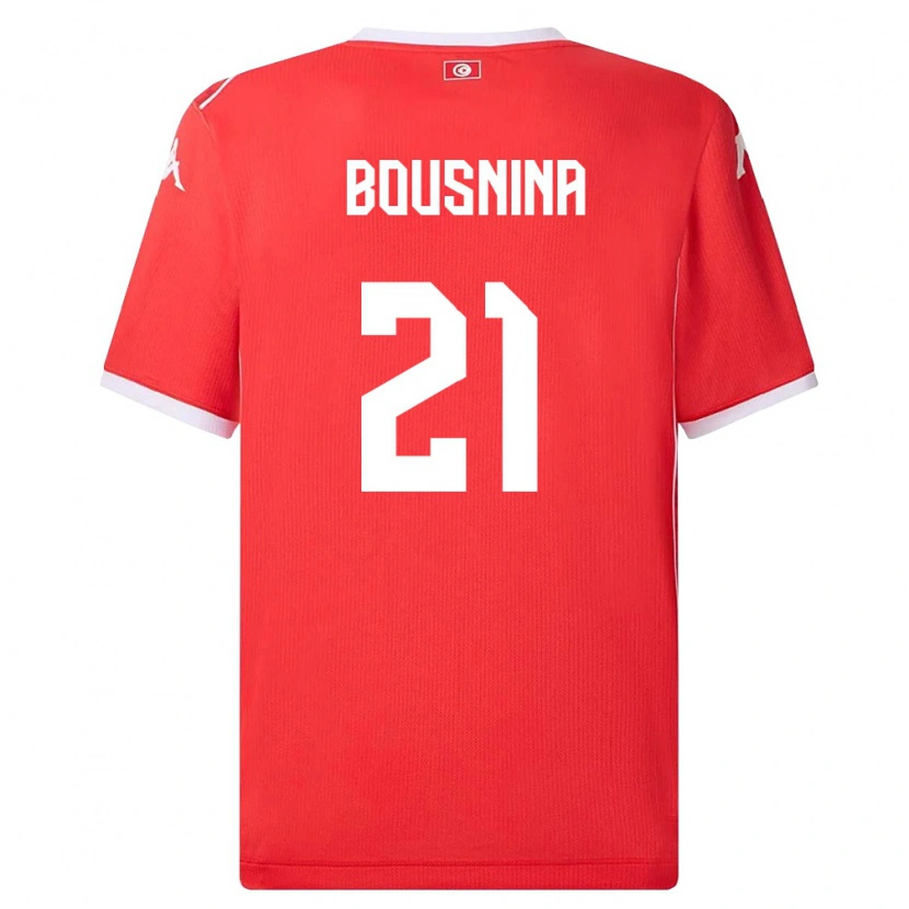 Danxen Dámské Tunisko Farès Bousnina #21 Červená Bílá Domů Hráčské Dresy 26-28 Dres