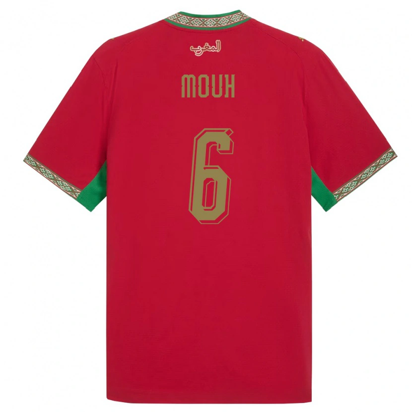 Danxen Dámské Maroko Yasir Mouh #6 Červená Zelená Bílá Domů Hráčské Dresy 26-28 Dres