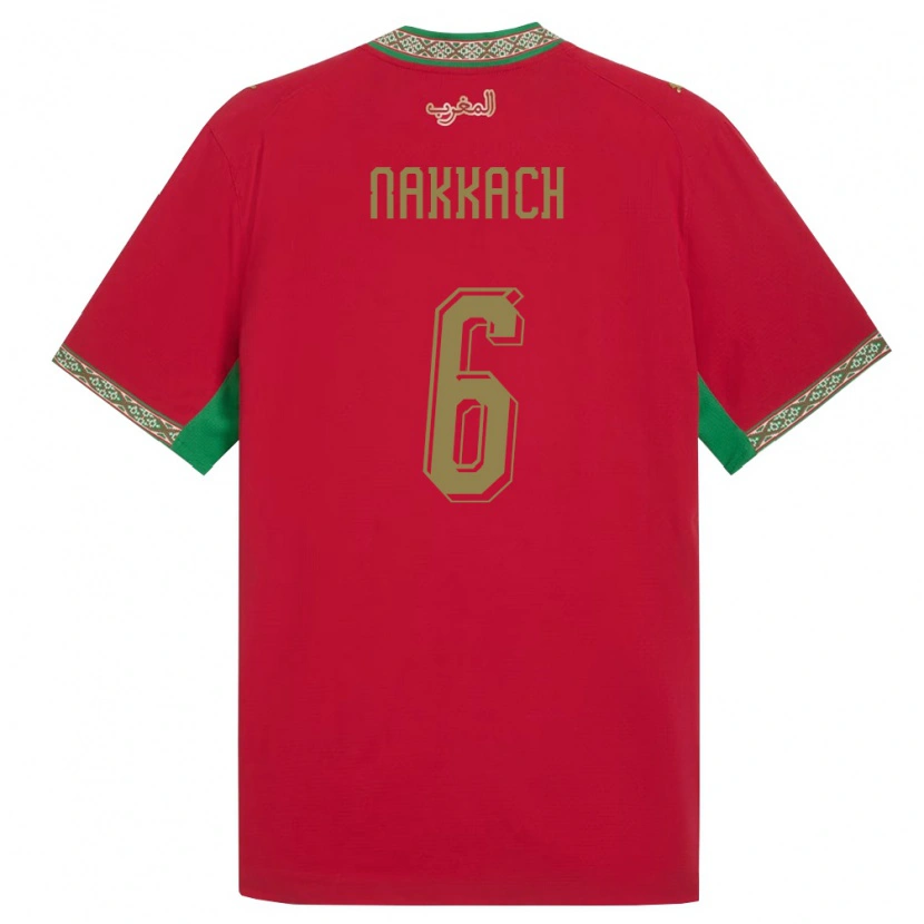 Danxen Dámské Maroko Elodie Nakkach #6 Červená Zelená Bílá Domů Hráčské Dresy 26-28 Dres